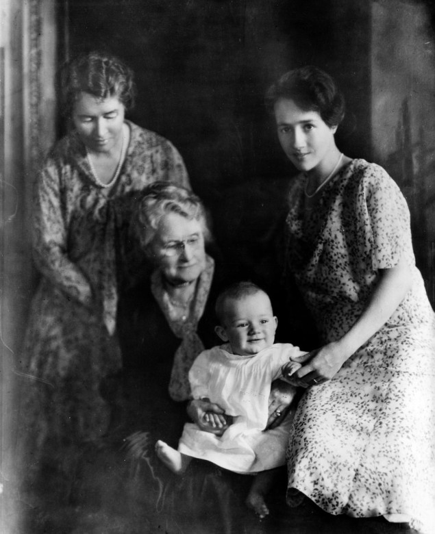 Baby Charles Lindbergh Jr. with his mother, grandmother, and great-grandmother